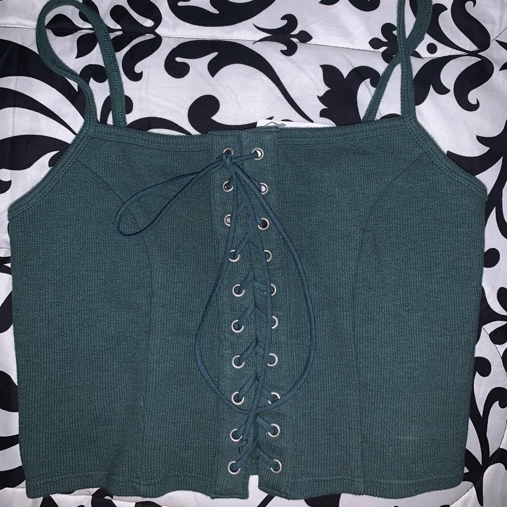 Deep Green Coset Style Crop Top